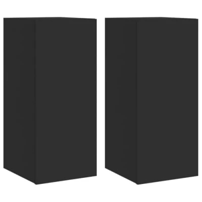 Afbeelding van Tv wandmeubels met LED verlichting 2 st 30,5x35x70 cm zwart