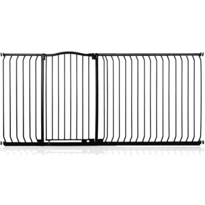 Afbeelding van Bettacare Extra Hoge Hondenhekje met Gebogen Bovenkant, 198cm 207cm, Mat Zwart, Hoog 100cm in Hoogte, Drukfit Hekje voor Hond en Puppy, Huisdieren Honden, Eenvoudige Installatie