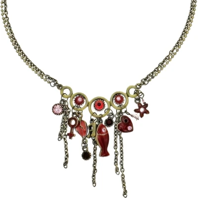 Afbeelding van Behave Ketting goud kleur met rode hangers