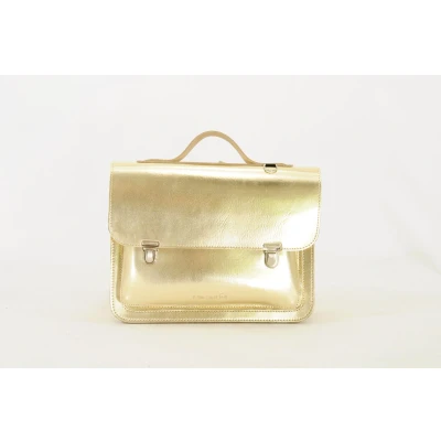 Afbeelding van Own Stuff Lederen Boekentas Kleuterschool 32x23x13cm Gold