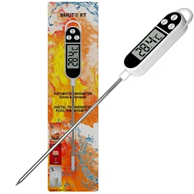 Afbeelding van 1 x keukenthermometer (digitaal) voor eten en dranken ( 50 C tot +300 C) BMUT KT braadthermometer, BBQ, vlees, thee, water