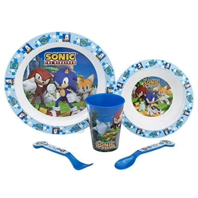 Afbeelding van Placemat voor kinderen, 5 delig, borden, kom, glas 260 ml en bestek. Zonder bisfenol A compatibel met magnetron