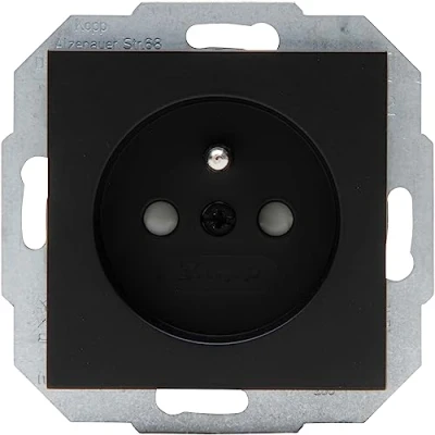 Afbeelding van Kopp HK07 midden geaard stopcontact, verhoogde aanraakbeveiliging, kleur: mat zwart (10 stuks)
