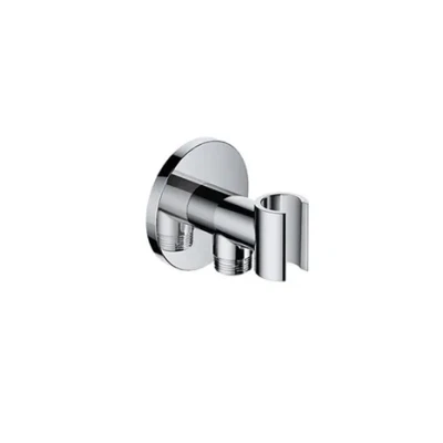 Afbeelding van HotBath Cobber M515 wandsteun met uitlaat Zwart / Chroom