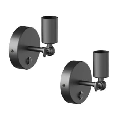 Afbeelding van ledscom.de 2 stuks wandlamp FETRO, schakelaar, zwart mat, rond, 1x E27 max. 60W
