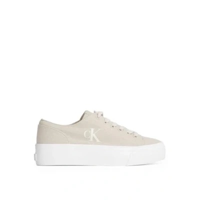 Afbeelding van Calvin Klein Jeans Flatform Sneakers laag, Dames, Maat: 36, Eggshell/creamy white Katoen