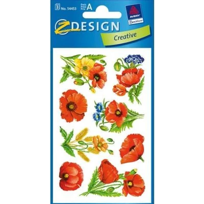 Afbeelding van Avery papieretiket Z design Creative pakje a 3 vel papaver
