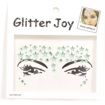 Afbeelding van Face en body jewels groen sterren (gezicht steentjes) nr 8