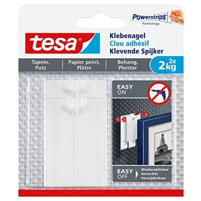 Afbeelding van tesa Zelfklevende spijkers voor behang en pleisterwerk, verstelbaar (2 kg/6 [3 delige verpakking])