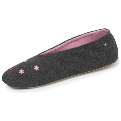 Afbeelding van Isotoner Zeer comfortabele ballerina&#039;s voor dames, zool van leer, detail met grote strik, Grijs Chinees, 37/38 EU