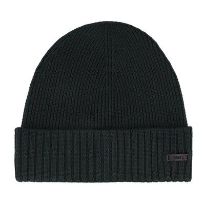 Afbeelding van Hugo Boss Fati geribde beanie open blauw van verantwoorde scheerwol heren