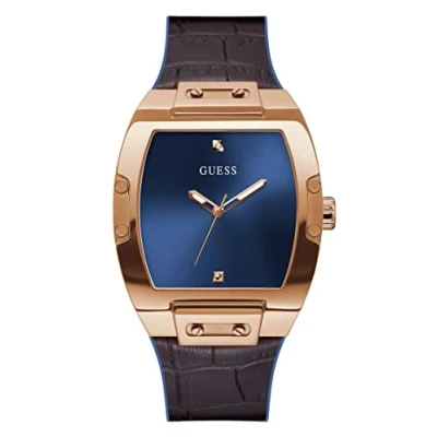 Afbeelding van Guess Bruine Siliconen Horloge Met Gouden Kast