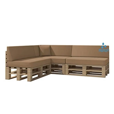 Afbeelding van Chilly Pilley Pallet Kussen Tuin Waterdicht Pad Binnen Buiten Wasbaar Verwijderbaar Zitkussen Rugkussen (Set Van 8, Beige)