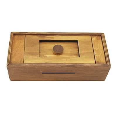 Afbeelding van houten puzzeldozen met verborgen compartimenten, intelligente hersenteasers voor tieners en volwassenen, geldkaartenhouder, moeilijk spel, Medifier puzzuling etui geheime