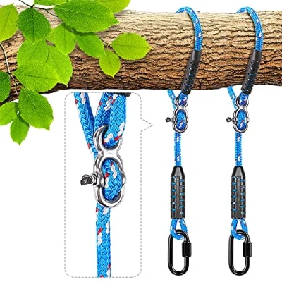 Afbeelding van BeneLabel 2 stuks schommeltouw, m hangmatriemen verstelbaar uitschuifbaar polyester koord voor buiten boom opknoping stoel speelplaats set accessoires, tot 1000 lbs, 10 mm diameter, blauw