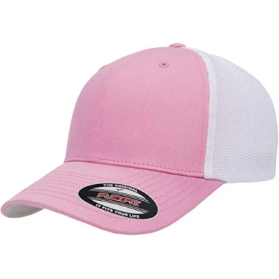Afbeelding van Flexfit Baseball Cap Wooly Combed met sluiting voor mannen, vrouwen en kinderen, ondoorzichtig, uniseks, volwassenen, Roze/Wit, one size