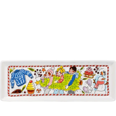 Afbeelding van Blond Amsterdam Schaal Kerst 2024 Cake Plate Rechthoek 12x33cm Nice thingZ