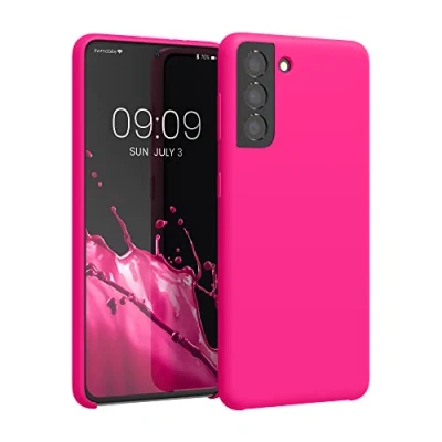Afbeelding van kwmobile telefoonhoesje compatibel met Samsung Galaxy S21 hoesje Zachte case voor smartphone Back cover in neon roze