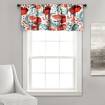 Afbeelding van Lush Decor Valance, 45,7 cm x 132 cm, Multi Poppy Garden Gordijnen Kamer Verduistering Raampaneel Set voor Woon , Eeten Slaapkamer, 18&quot; L