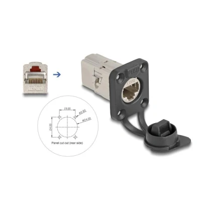 Afbeelding van Delock D Typ RJ45 Einbaubuchse / Kupplung Cat.6A STP mit Schutzkappe I