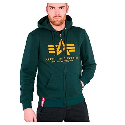 Afbeelding van Alpha Industries Basic Hoody Sweater met rits, Heren, Maat: Small, Dark petrol