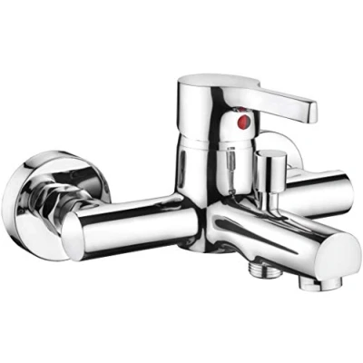Afbeelding van Cornat Badkraan &quot;Skagen&quot; hoogwaardige messing behuizing verchroomd 1/2 inch doucheafvoer temperatuurbegrenzer &amp; ECO functie/eengreepsmengkraan voor wandmontage / SKA2, hoge druk