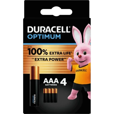 Afbeelding van Duracell Optimum AAA batterijen (4 stuks), 1,5V alkaline batterijen, LR03 MX2400