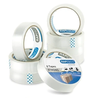 Afbeelding van Rapesco 1808 Transparante Plakbandrollen, 26 mm x 66 m, Doorzichtige Navullingen, Set van 8