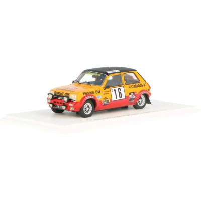 Afbeelding van De 1:43 Diecast Modelcar van Renault R5 Alpine #16 Rally MonteCarlo 1979. coureurs waren G. Frequelin en J. Delaval. fabrikant het schaalmodel is Spark Models. Dit model alleen online verkrijgbaar