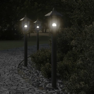 Afbeelding van Vloerlamp voor buiten 3 st 80 cm roestvrijstaal zwart