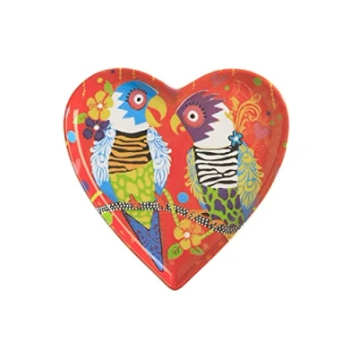 Afbeelding van Maxwell &amp; Williams Love Hearts Hartvormig Ontbijtbord met Tijgermotief, Porseleinen Gebaksbordje in Geschenkverpakking, Rood, 15,5 Centimeter