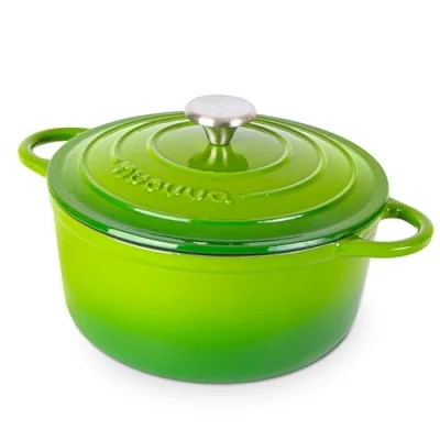 Afbeelding van Gietijzeren Pot met Deksel Anti aanbaklaag, Ovenbestendig, Geëmailleerde Braadpot Robuust Kookgerei Groen 4,7L Van Nuovva