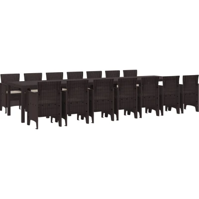 Afbeelding van vidaXL 15 delige tuin eetset met kussens in bruin poly rattan