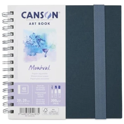 Afbeelding van Canson Professional Book aquarelpapier fijne korrel 300 g/m² spiraalboek 20 x cm wit 24 vellen C31200L004