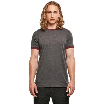 Afbeelding van Herenshirt &#039;Ringer Tee&#039; met gekleurde details Charcoal 4XL
