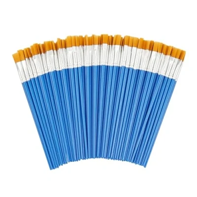 Afbeelding van Relaxdays penselen set van 100 plat 16,5cm synthetisch schilderkwasten beginners