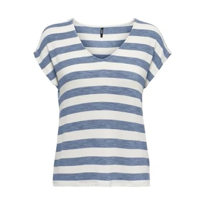 Afbeelding van ONLY Onllira V NECK Tshirt print, Dames, Maat: XS, Infinity/cloud dancer