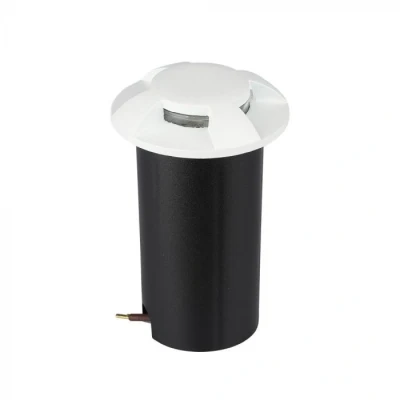 Afbeelding van Grondspot 4 kanten witte uitvoering 12 Volt tuin verlichting koud wit IP67