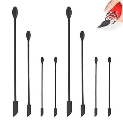 Afbeelding van Set van 8 mini spatels make up schraper, MaehSab siliconen herbruikbare kleine dunne pot schraper voor het krijgen de laatste lotion, rubberen lange lepel fles keuken voedsel