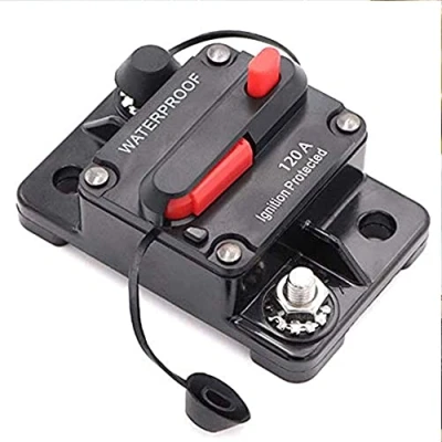 Afbeelding van Mottdam 120A AMP auto stroomonderbreker 12V 48V DC waterdichte audio inline met handmatige reset zekeringhouder omvormer voor en marineboot (120A)