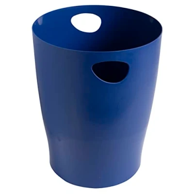 Afbeelding van Exacompta Ref. 45303D Set van 8 prullenbakken, ECOBIN BeeBlue vuilnisbakken met handgrepen Volume 15 liter Afmetingen 26,3 x 33,5 cm Voor kantoor of thuis Marineblauw