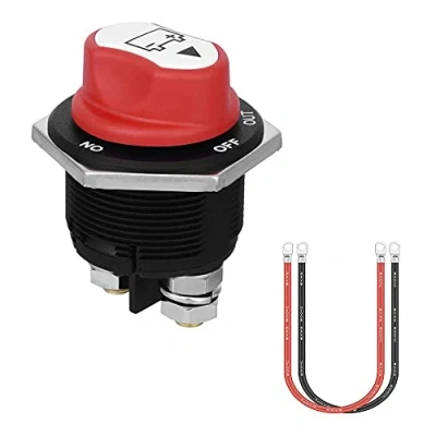 Afbeelding van Jtron Accuschakelaar, scheidingsschakelaar, motorfiets, 200 A, aan uit afdekking, afneembaar, batterijschakelaar, 12 V, mini, met 6 AWG kabel, 50 cm, voor marine boot, caravan, auto, voertuigen (200 A)
