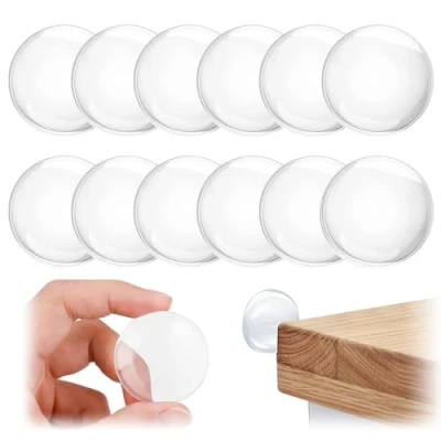 Afbeelding van 12 stuks wandbuffers, deurklinkstopper, transparante ronde wandbescherming, rubberen buffer deurstopper voor deuren, muren, kasten, elastische buffers, transparant, zelfklevend,