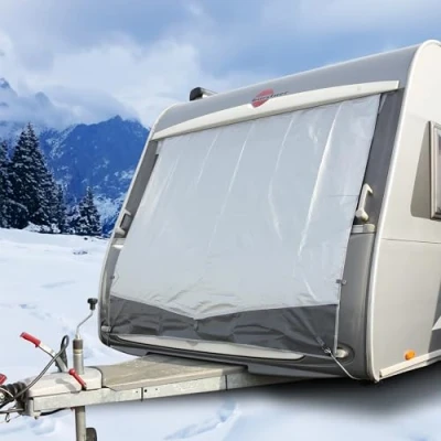 Afbeelding van your GEAR Caravan Bugbeschermingszeil, thermisch, caravan, beschermend zeil voor en achterkant (grijs, 240 x 160 cm (breedte lengte))