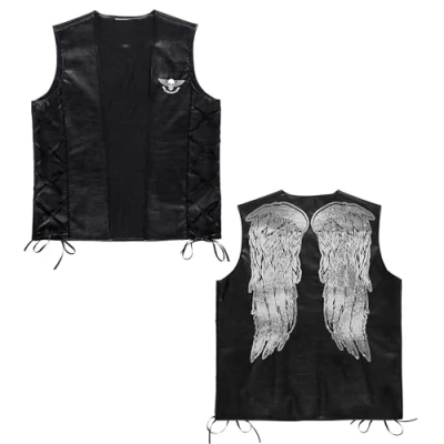 Afbeelding van Widmann Aso &amp; Biker New Kids Kostuum Terror Mc Lederlook Vest Zwart Medium / Large Carnavalskleding Verkleedkleding