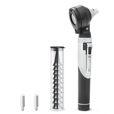 Afbeelding van AIESI® Otoscoop Medische Professionele Zakformaat vezeloptische met 3V LED verlichting wit licht VISIOSCOPE, Geleverd reservelamp, Garantie 24 maanden