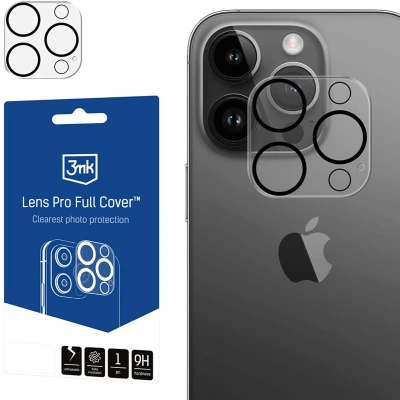 Afbeelding van 3MK Lens Pro Full Cover iPhone 12 Szklo hartowane na obiektyw aparatu z ramką montażową 1szt (1 Stuk, Apple Pro), Smartphone beschermfolie, Transparant