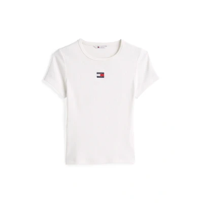 Afbeelding van Tommy Jeans SLIM Badge TEE Tshirt basic, Dames, Maat: 32, Ecru