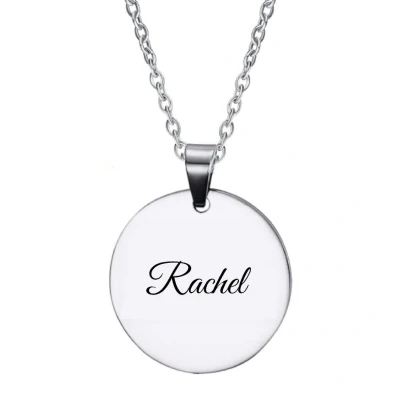 Afbeelding van Ketting RVS Met Naam Gravering Rachel Zilver Rond