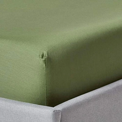 Afbeelding van Homescapes hoeslaken biologisch katoen 400 threadcount, groen, 90 x 190 cm